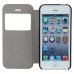 iPhone SE 5 5s - Genuine Leather Window View Front Flip Matte Stand Protective Phone Cover Case - Brown